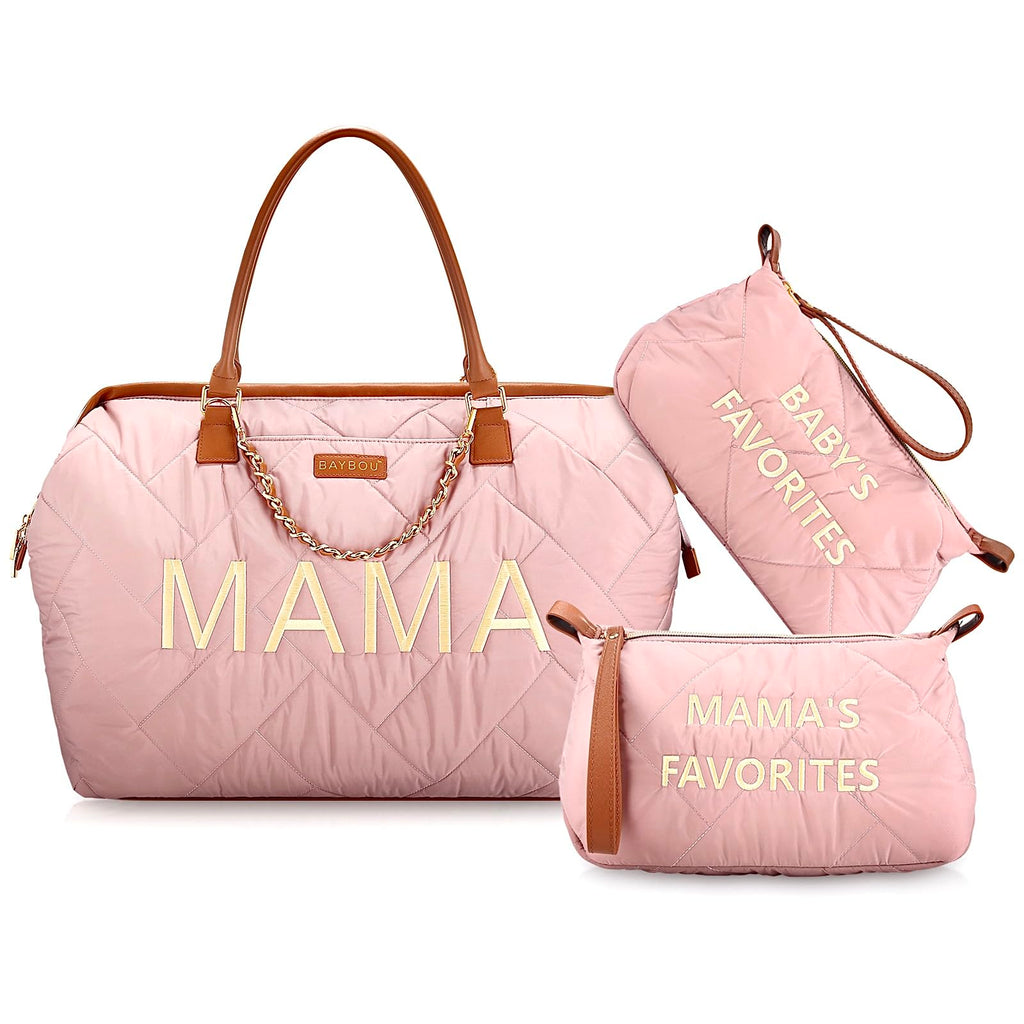 Baybou Mommy Bag for Hospital Baby Diaper Bag (Blush Pink 3PC)