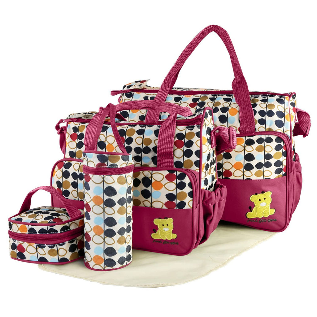 KOCASO Baby Nappy Diaper Bags Set (Red 5 PCs)