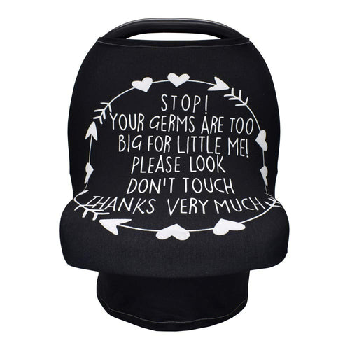 Baby Car Seat Cover Breastfeeding Nursing Covers Scarf with Safety Warning No Touching Sign Infant Soft Breathable Stretchy Infant Car Seat Canopy Cover Shopping Cart Stroller Carseat Covers
