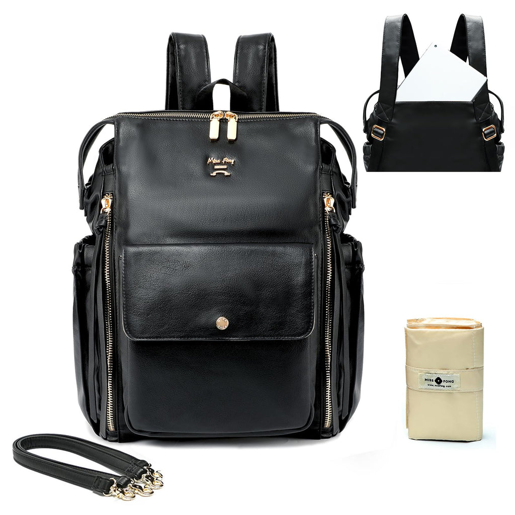 Miss Fong Diaper Bag Backpack (Black）