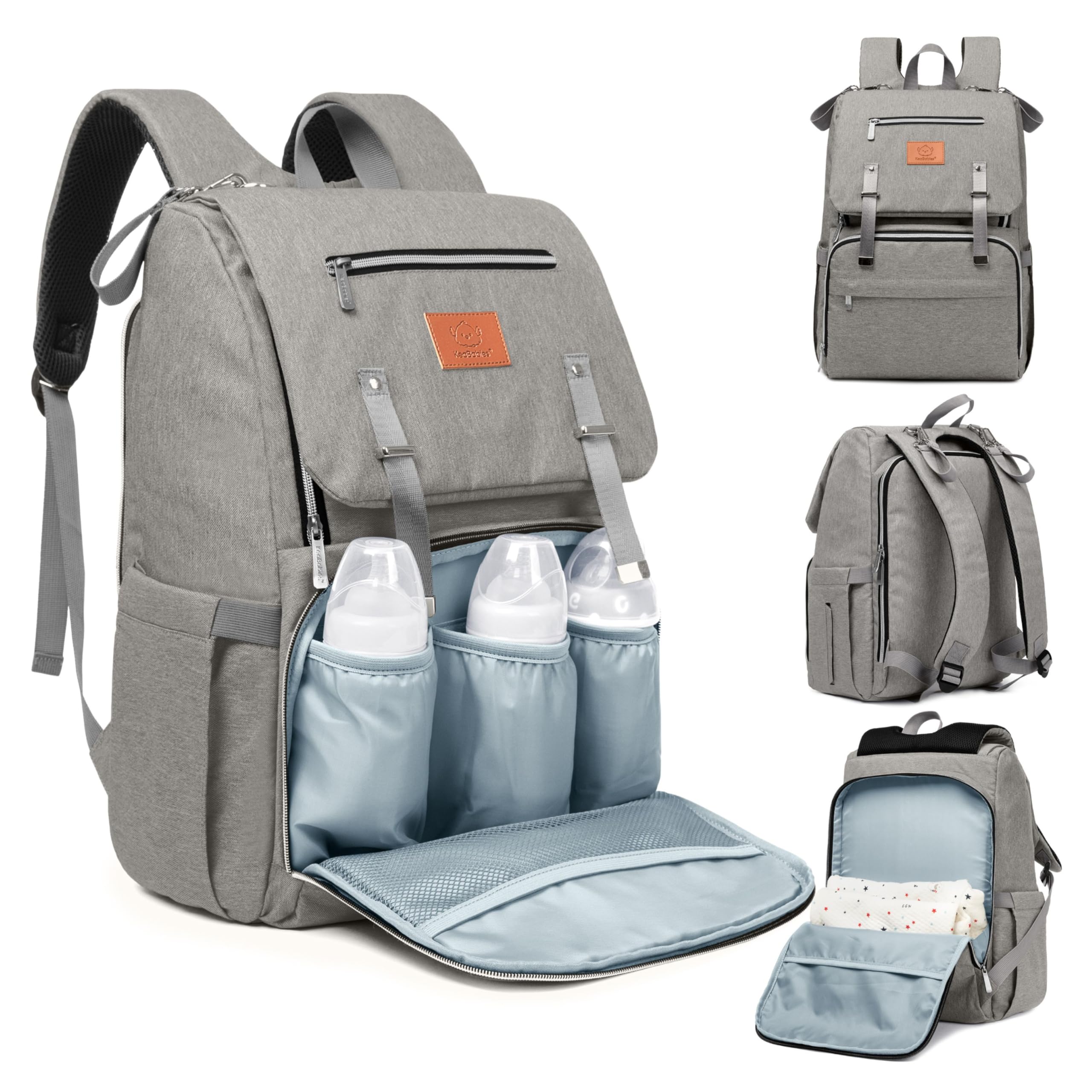 KeaBabies Baby Diaper Bag Backpack (Classic Gray)
