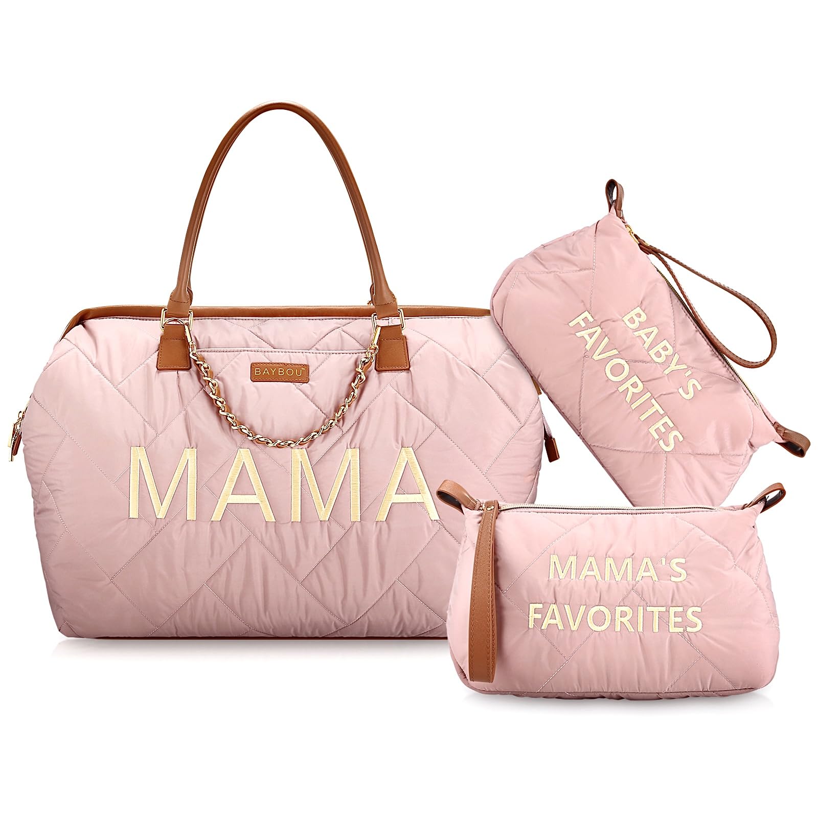 Baybou Mommy Bag for Hospital Baby Diaper Bag (Blush Pink 3PC)